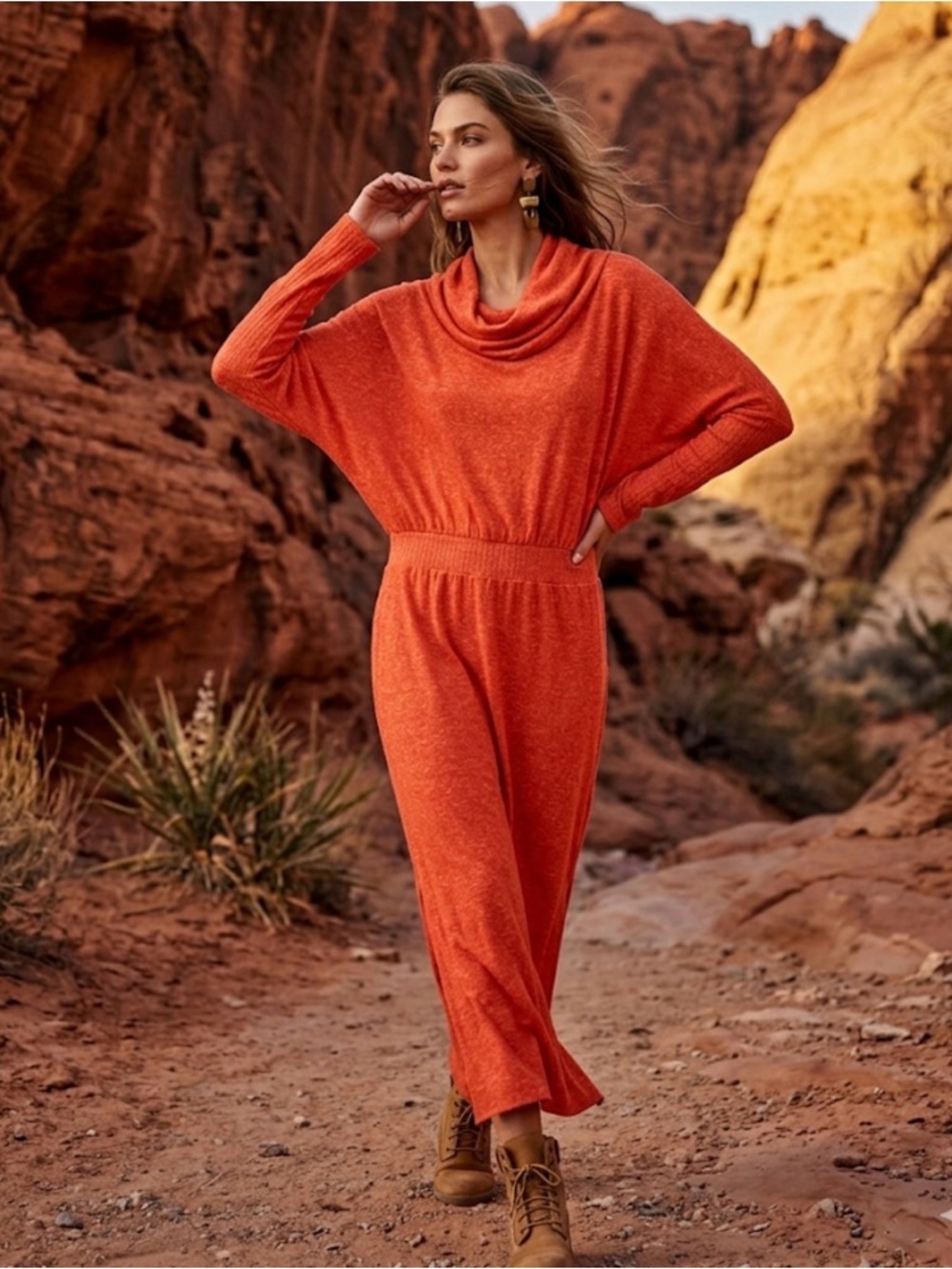 Orange Long Sleeve Maxi Dress NWT XL